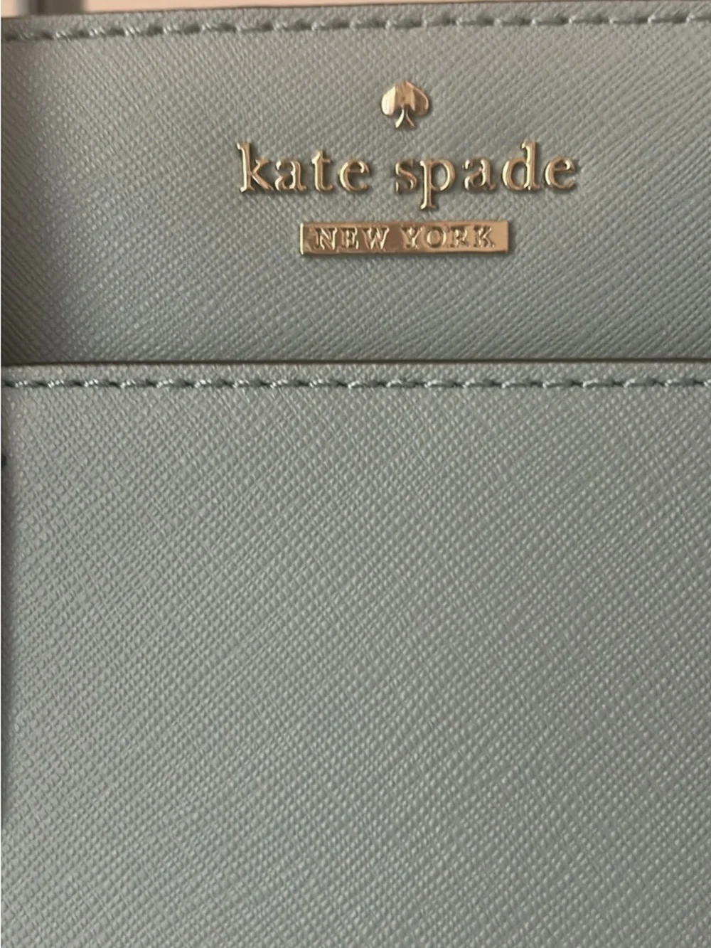 kate spade pale blue small structured satchel with gold logo